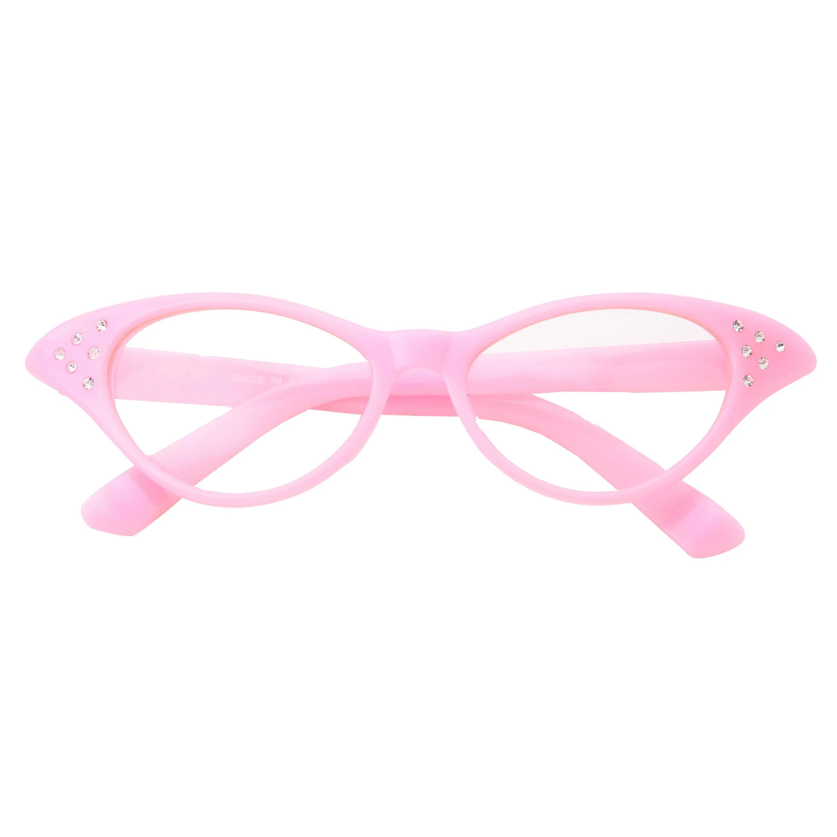 grinderPUNCH 50s Womens Costume Cat Eye Glasses Adult Size with Rhinestone