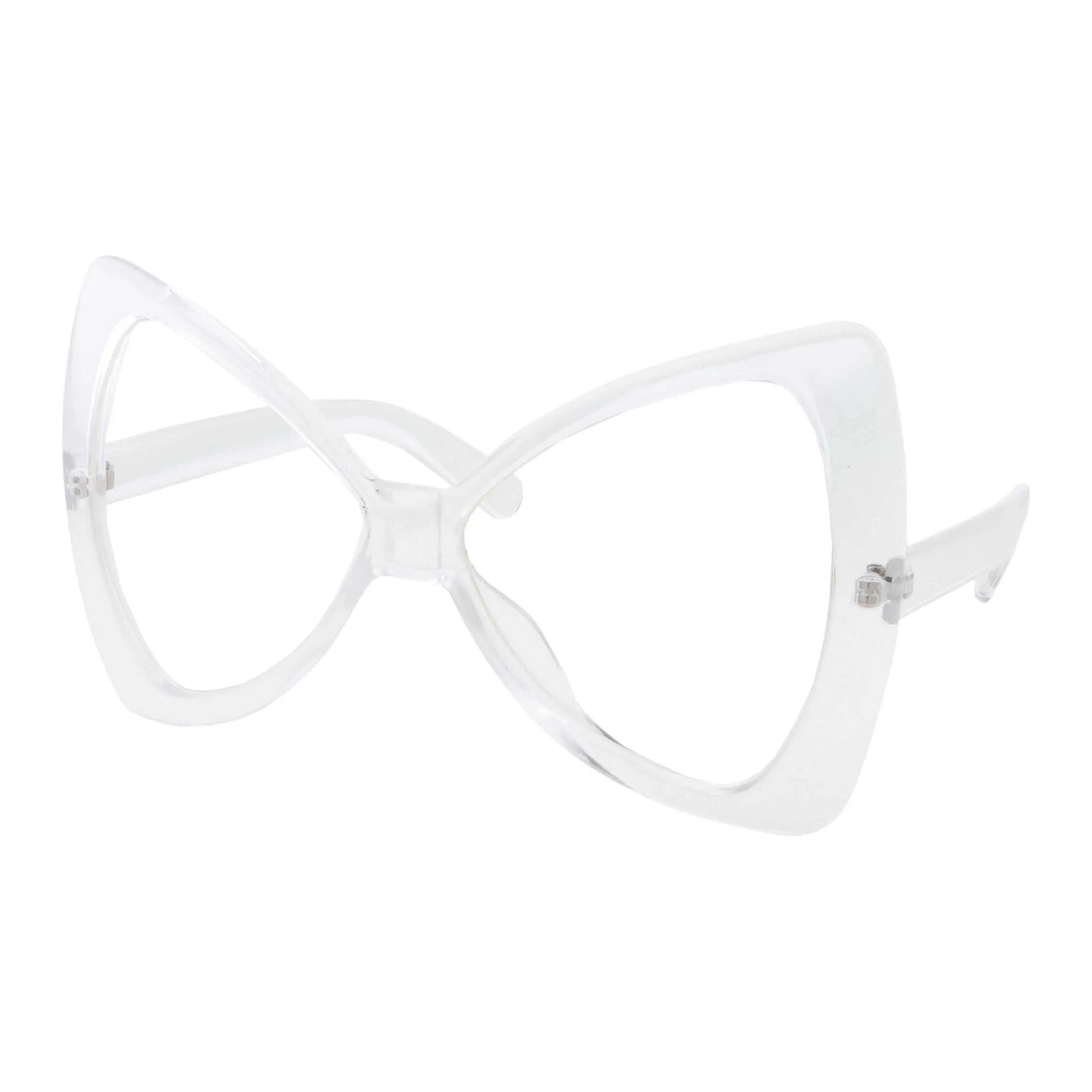 grinderPUNCH Oversized Retro Bow Tie Cat Eye Clear Glasses