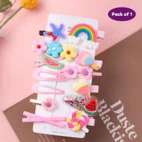 hair pins accessories for girls rainbow unicorn candy design (Pack of 1, Random Design Pink Color)