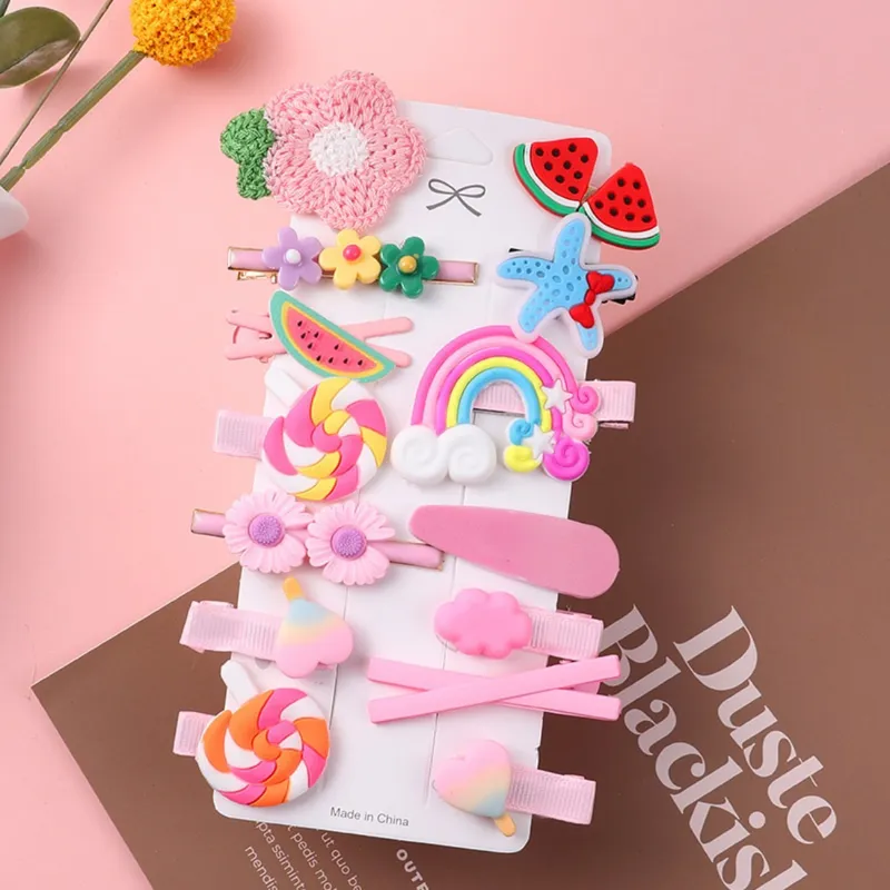 hair pins accessories for girls rainbow unicorn candy design (Pack of 1, Random Design Pink Color)