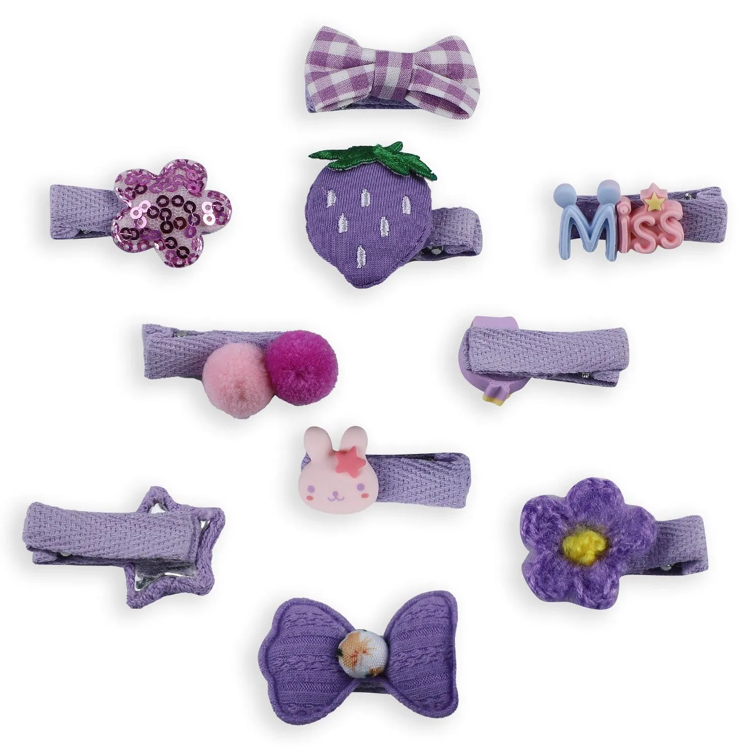 Halie Fruits Hair Clips Set 10 Pcs - Purple