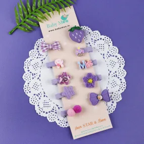 Halie Fruits Hair Clips Set 10 Pcs - Purple