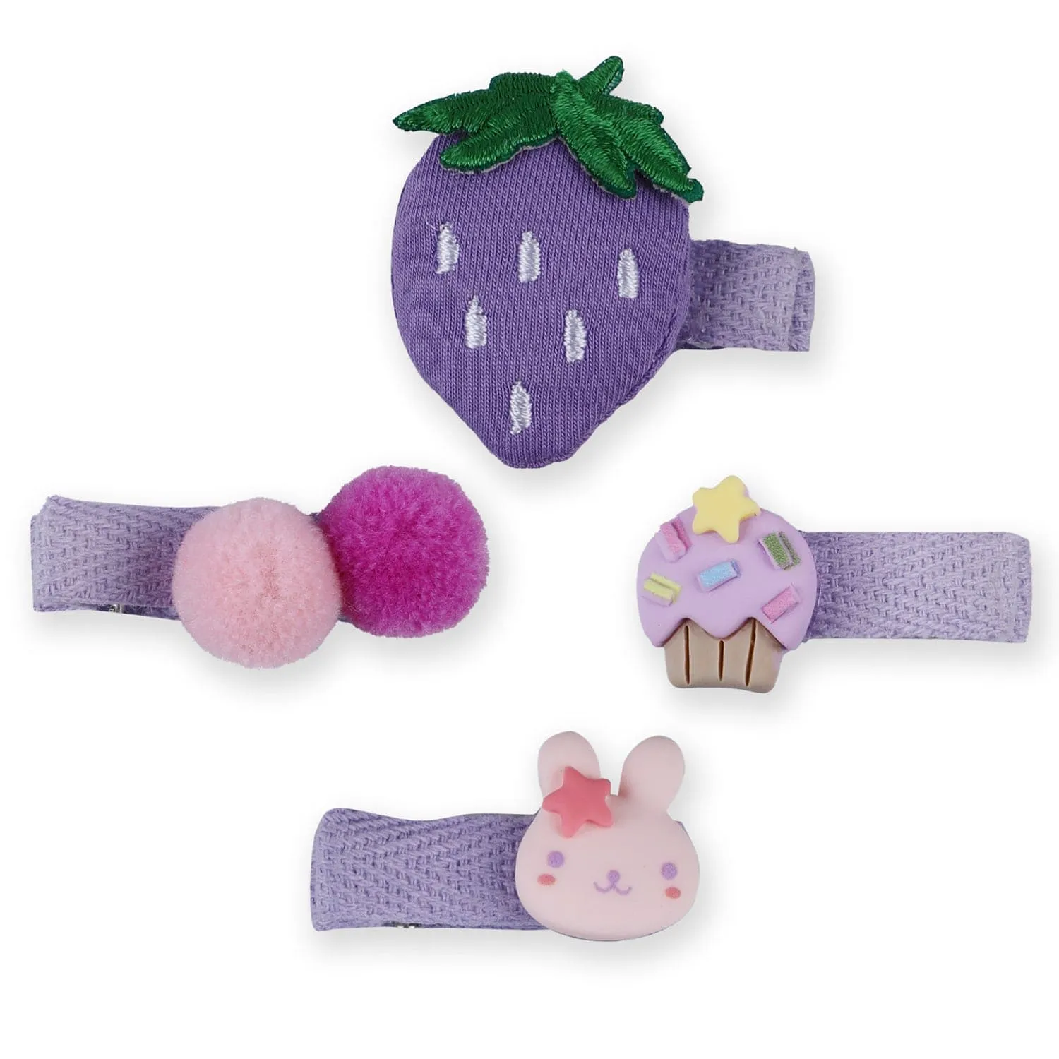 Halie Fruits Hair Clips Set 10 Pcs - Purple
