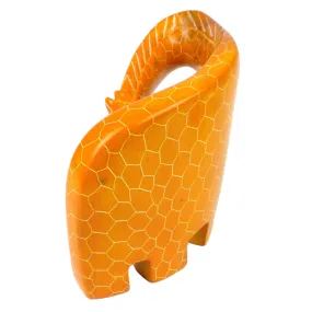 Handcrafted Large Giraffe Soapstone Sculpture in Orange Smolart