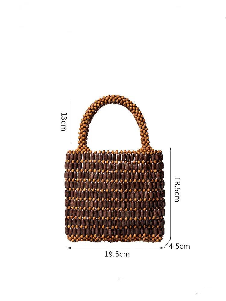 Handwoven Wooden Bead  Square Bag