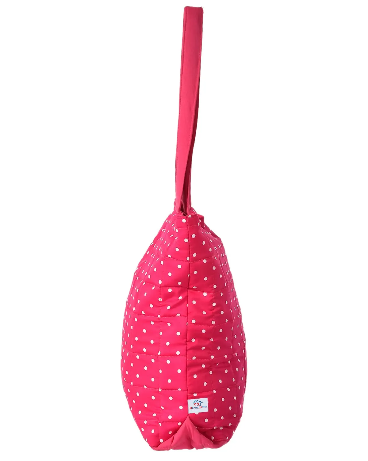 Heart Home Multipurposes Dot Printed Cotton Shoulder Bag/Tote Bag/Handbag/Lunch Bag with Carrying Handle- Pack of 2 (Pink)-50HH01169