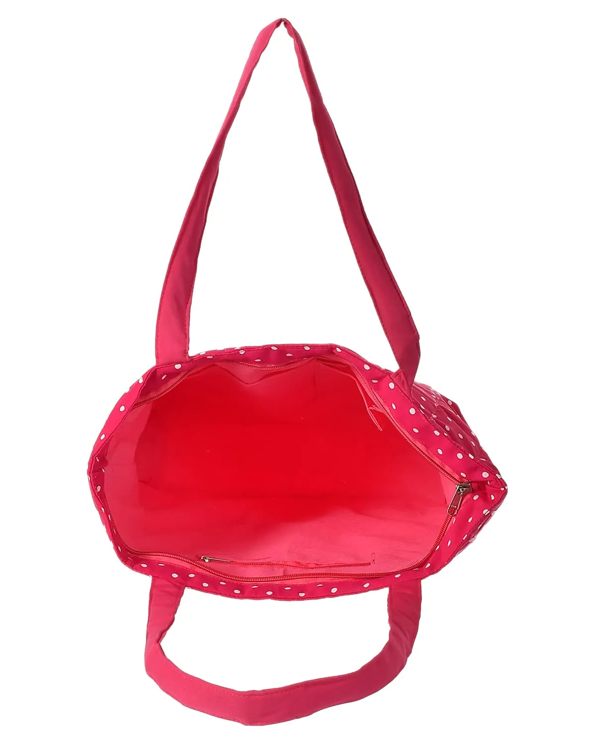 Heart Home Multipurposes Dot Printed Cotton Shoulder Bag/Tote Bag/Handbag/Lunch Bag with Carrying Handle- Pack of 2 (Pink)-50HH01169