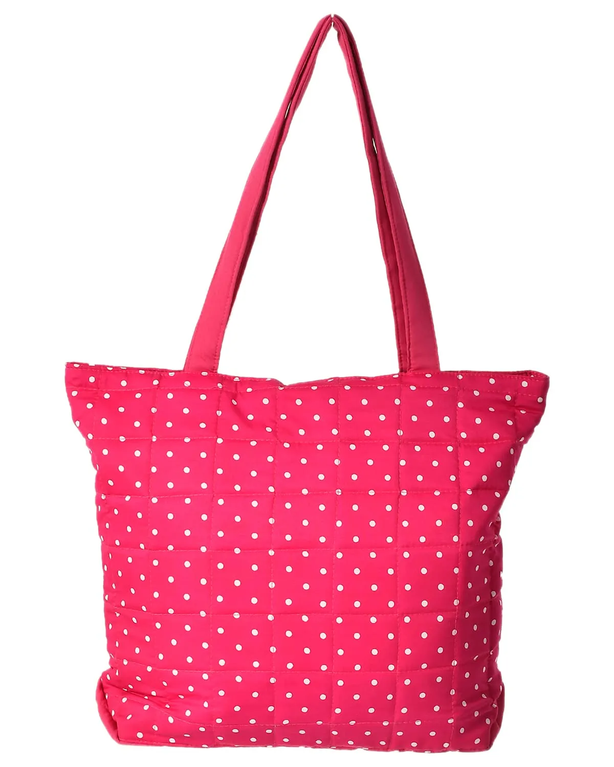 Heart Home Multipurposes Dot Printed Cotton Shoulder Bag/Tote Bag/Handbag/Lunch Bag with Carrying Handle- Pack of 2 (Pink)-50HH01169
