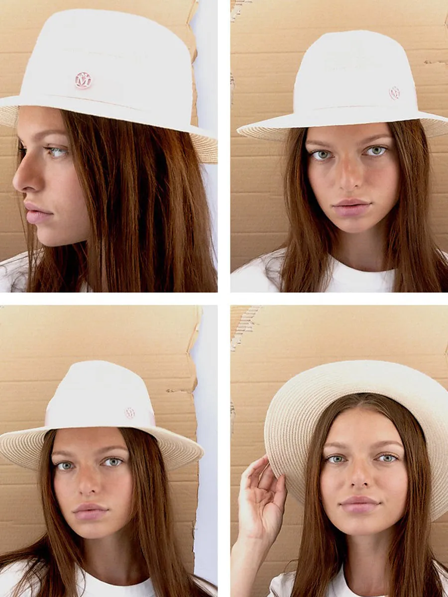 Henrietta Hat in Straw Natural/Pink