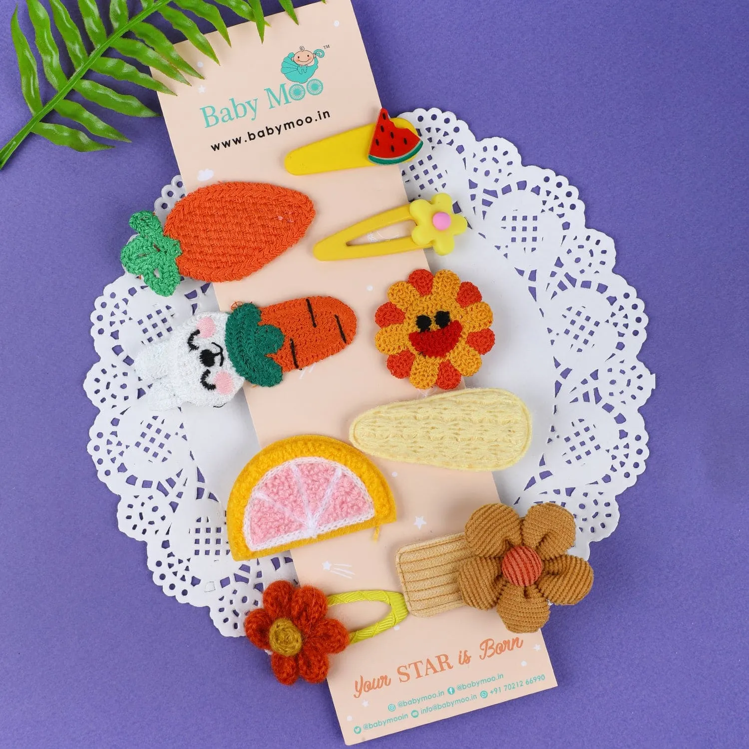 Hermione Fruity Hair Clips Set 9 Pcs - Orange, Yellow