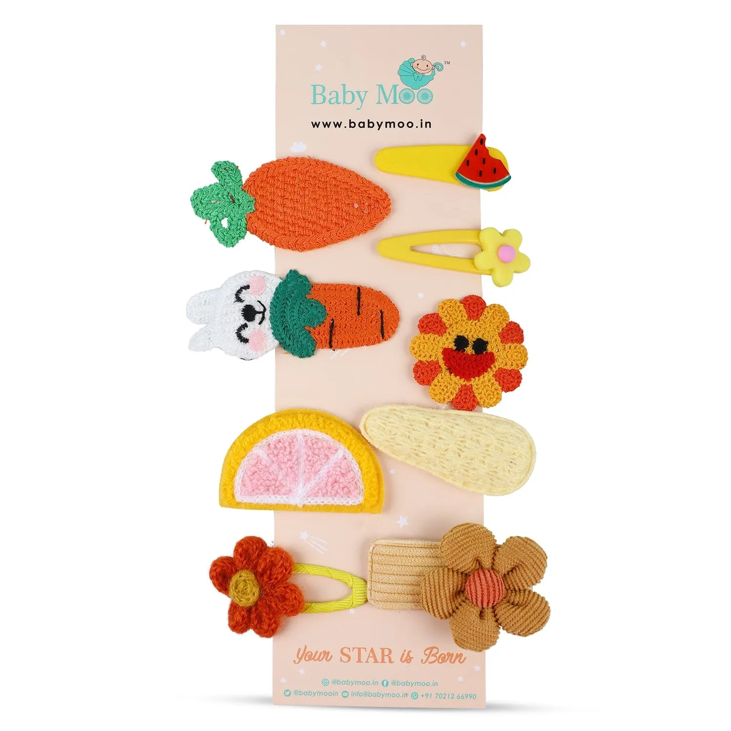 Hermione Fruity Hair Clips Set 9 Pcs - Orange, Yellow