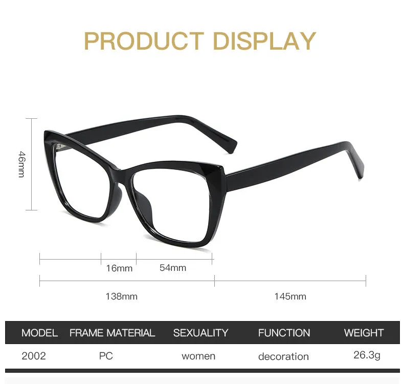 Hotony Women's Full Rim Square Cat Eye Acetate Eyeglasses 2002