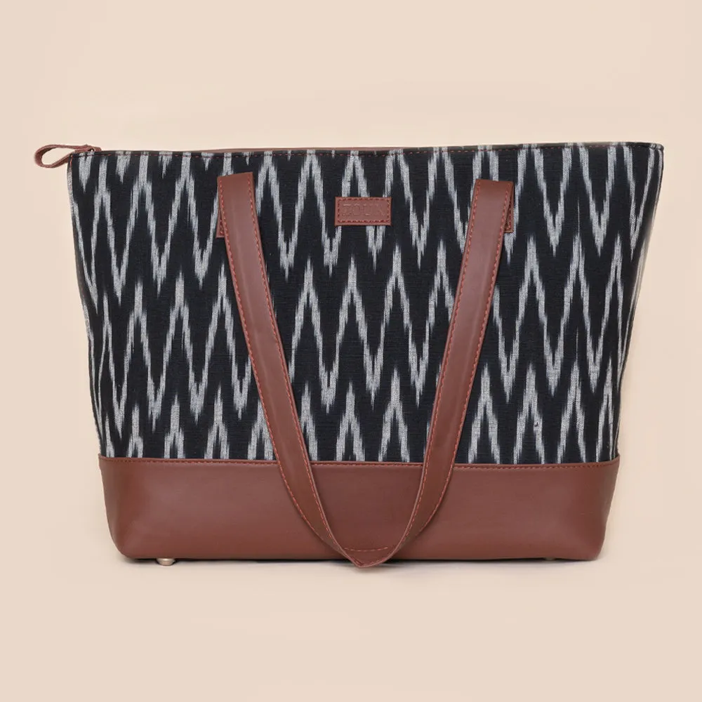 Ikat Wave Shoulder Tote Bag