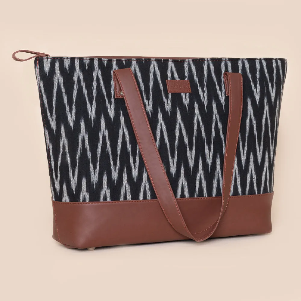 Ikat Wave Shoulder Tote Bag