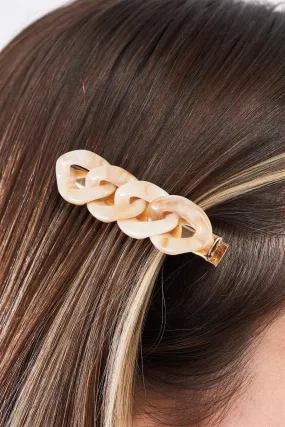 Ivory Marble Chain Link Alligator Hair Clip /3 Pieces