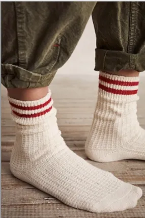 JACKSON COZY STRIPE SOCKS Red