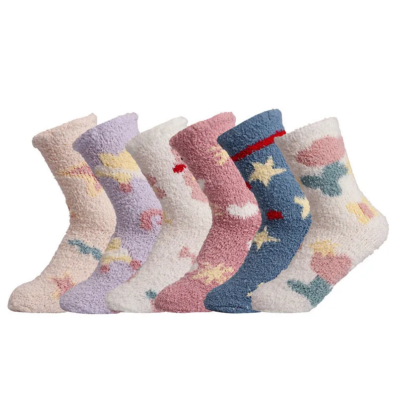 Kawaii Socks Coral Fleece Women's Winter Floor-Length Socks Cozy Cute and Bestselling for the Winter