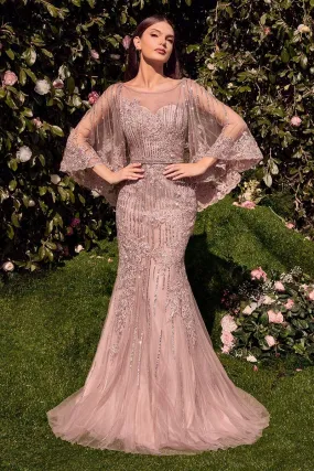 LACE FITTED CAPLET GOWN CDMA105