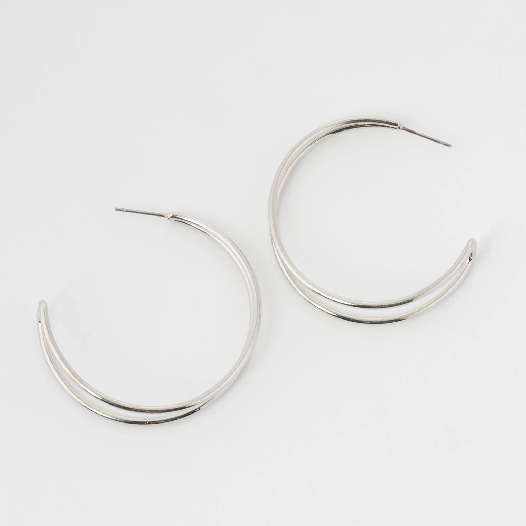 Large Double Bar C Hoop Earrings