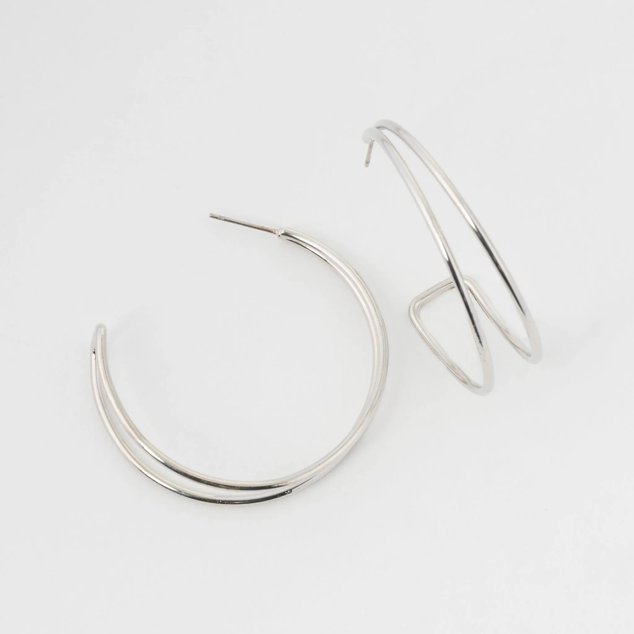 Large Double Bar C Hoop Earrings