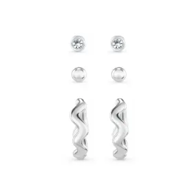 *LAST ONE!* Orelia Wave Huggie Earrings 6 Pack in Silver ORE29477