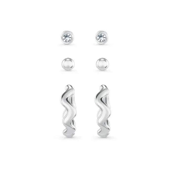 *LAST ONE!* Orelia Wave Huggie Earrings 6 Pack in Silver ORE29477