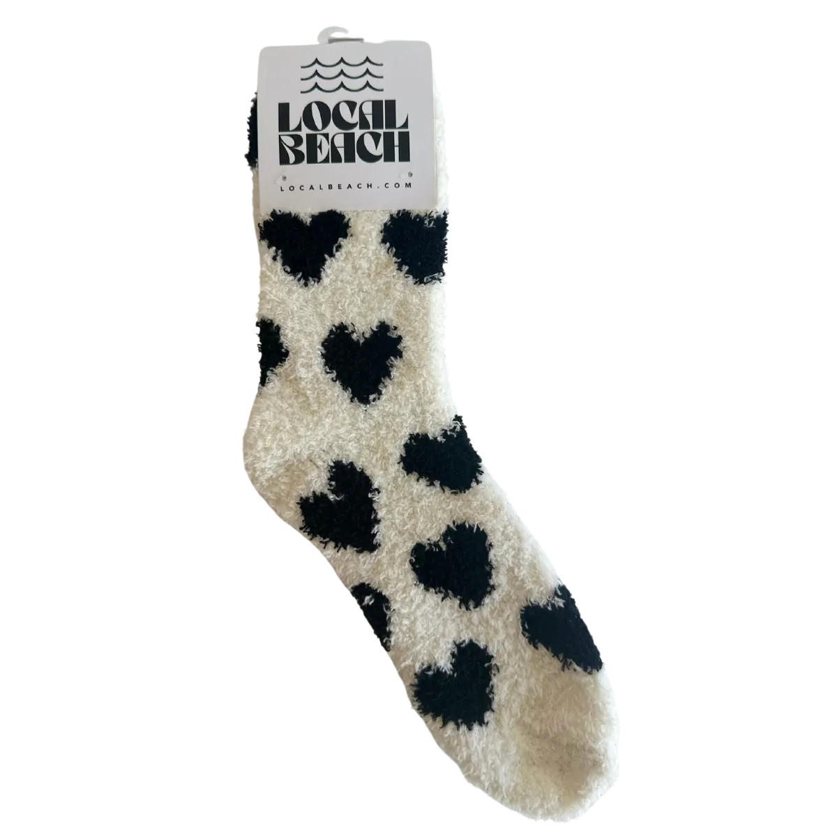 Local Beach Love Collection Heart Cozy Socks - BLACK/CREAM