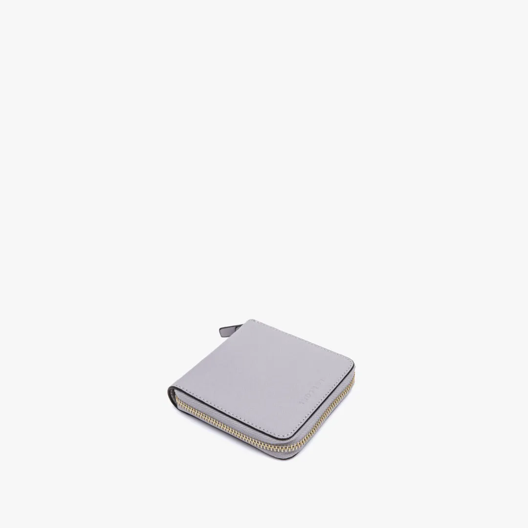 Mallorca Small Wallet - Saffiano Leather - Light Grey / Gold / Grey