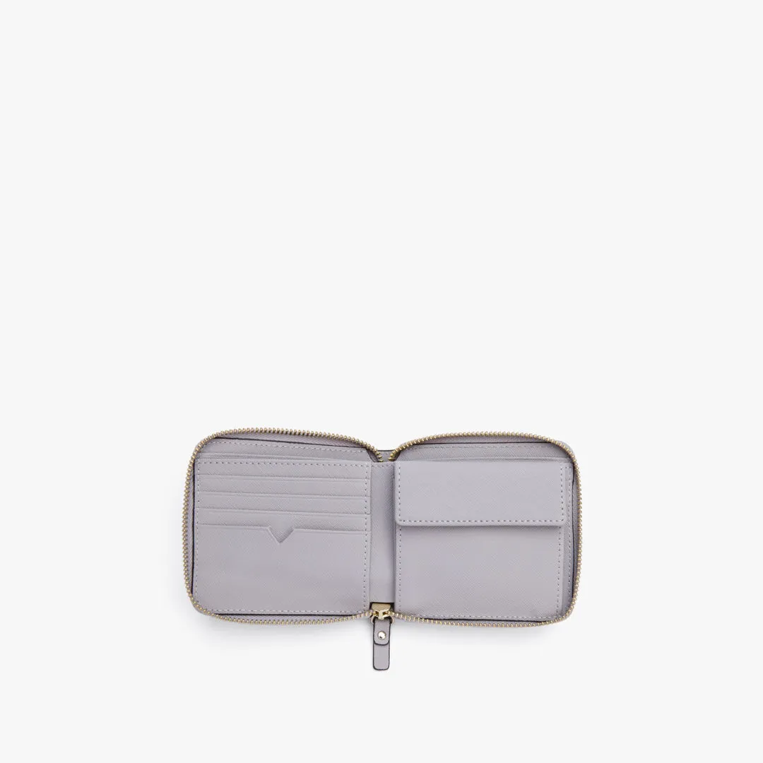 Mallorca Small Wallet - Saffiano Leather - Light Grey / Gold / Grey