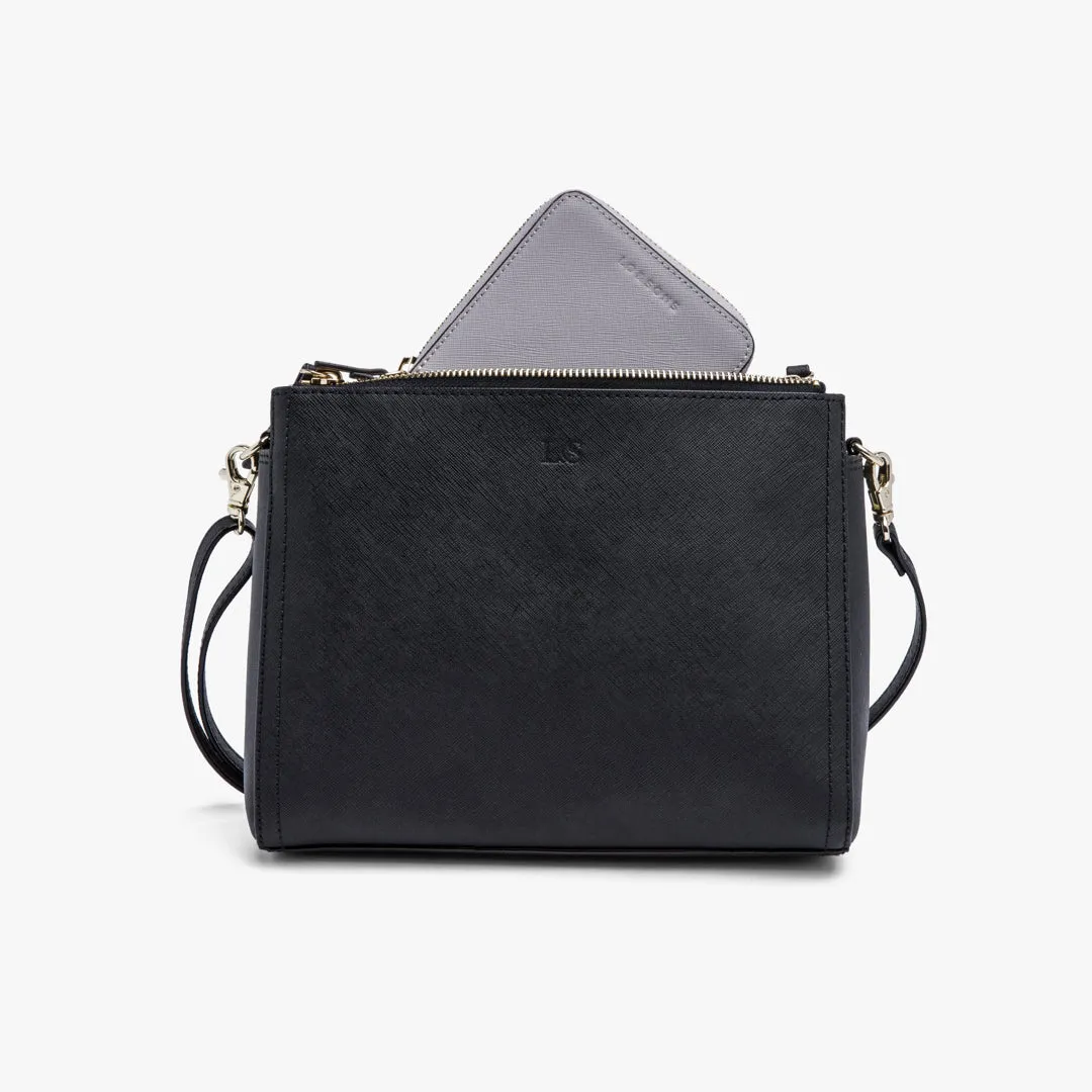 Mallorca Small Wallet - Saffiano Leather - Light Grey / Gold / Grey