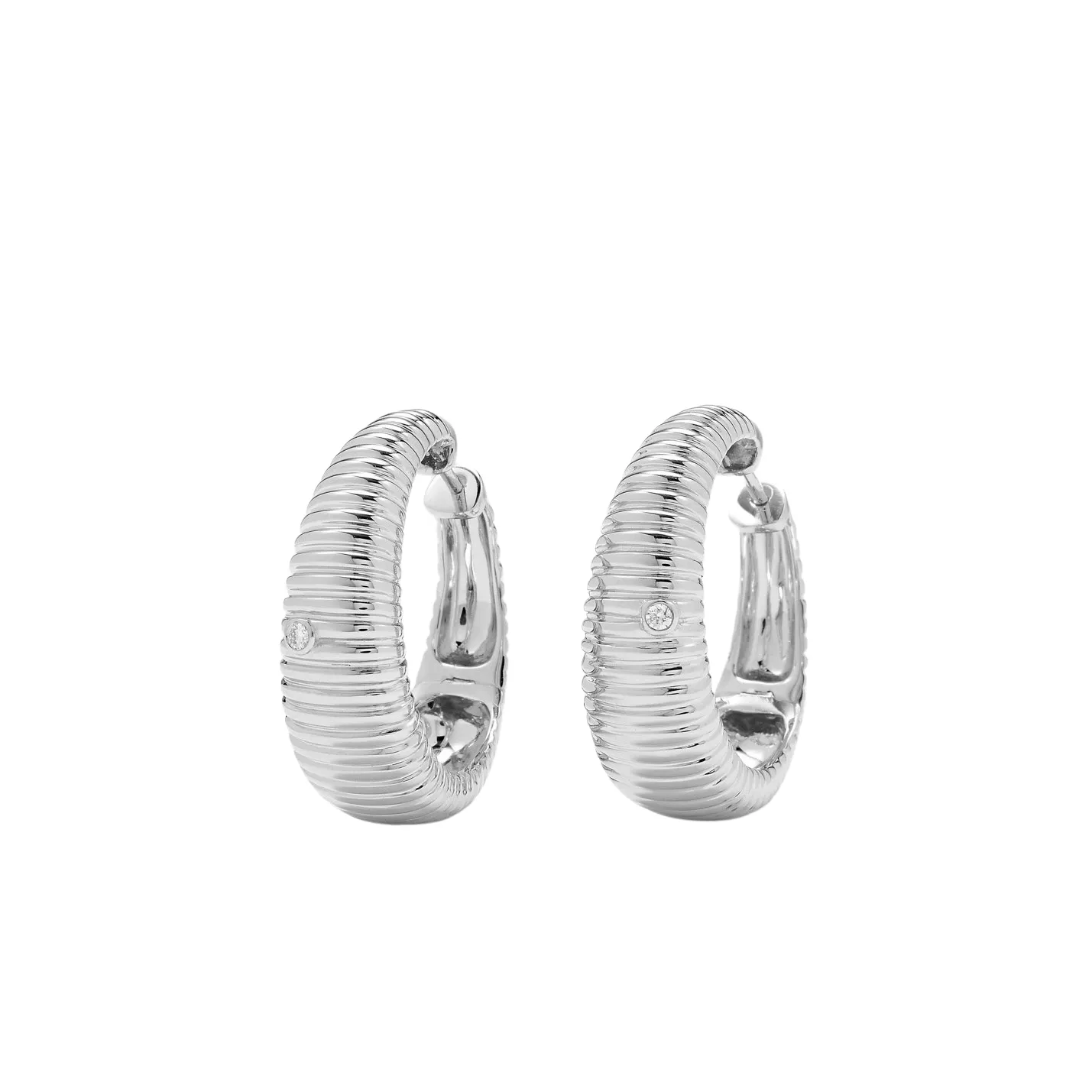 Maxi Fluted Tapered Diamond Bezel Hoop Earrings