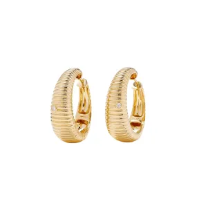 Maxi Fluted Tapered Diamond Bezel Hoop Earrings