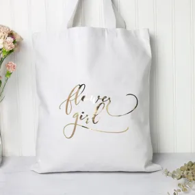 Metallic Flower Girl Tote Bag