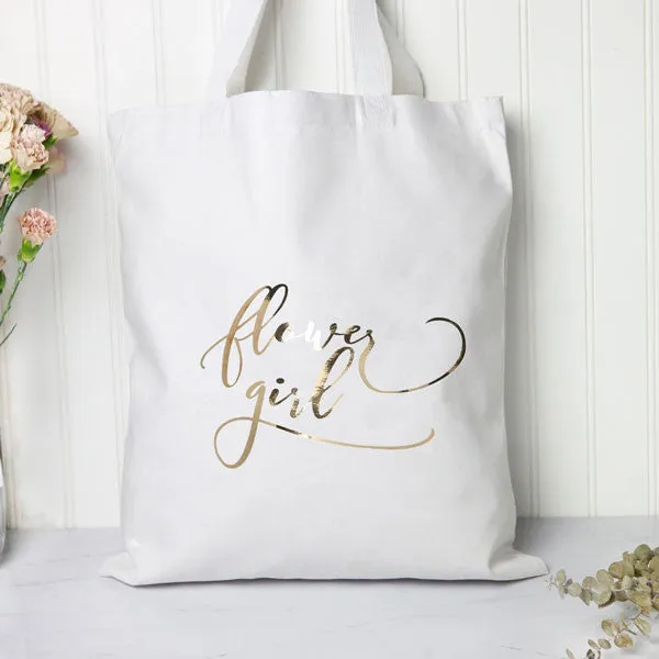 Metallic Flower Girl Tote Bag