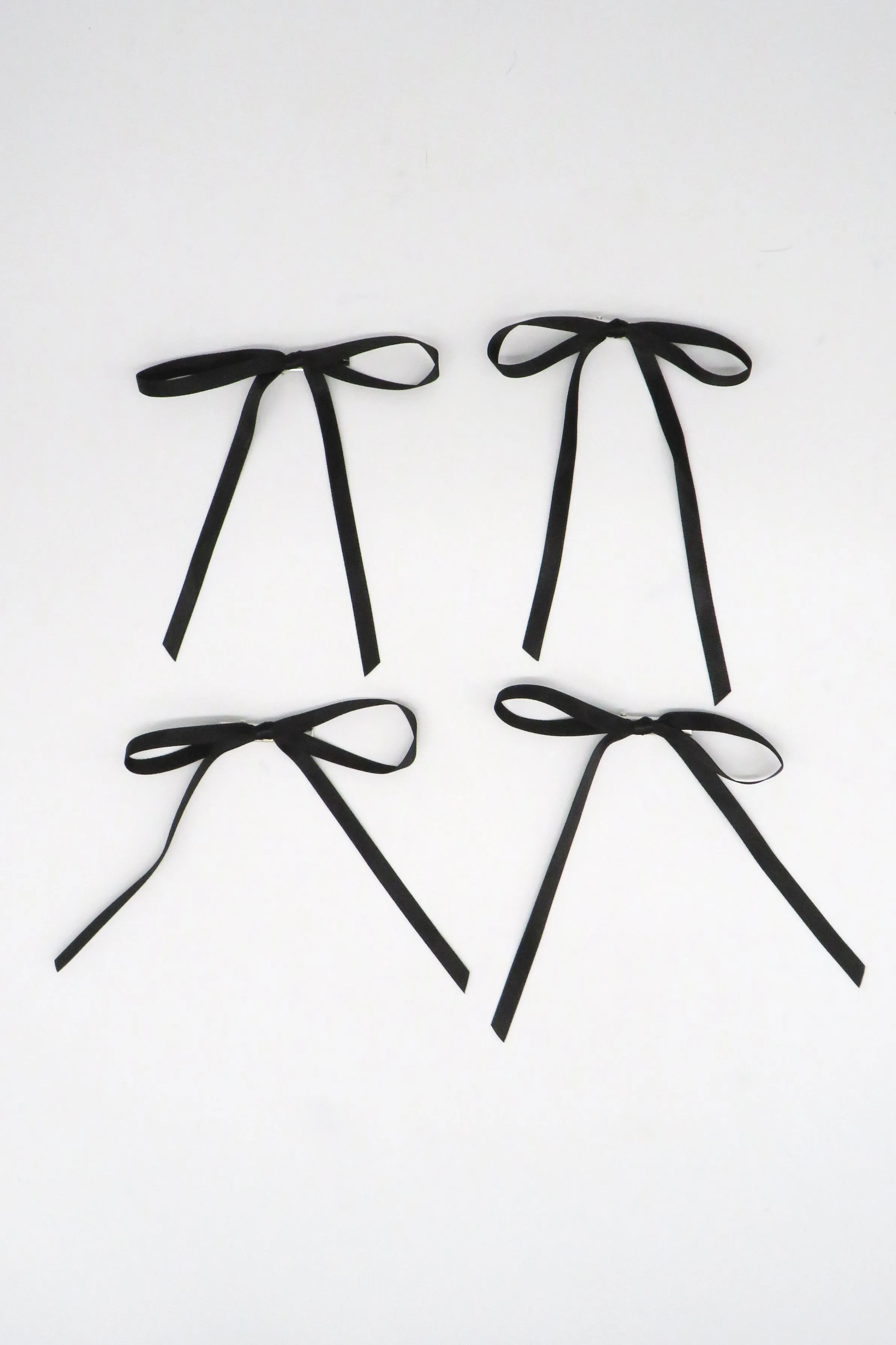 Mini Satin Bow Hair Clip 4 Pack in Black