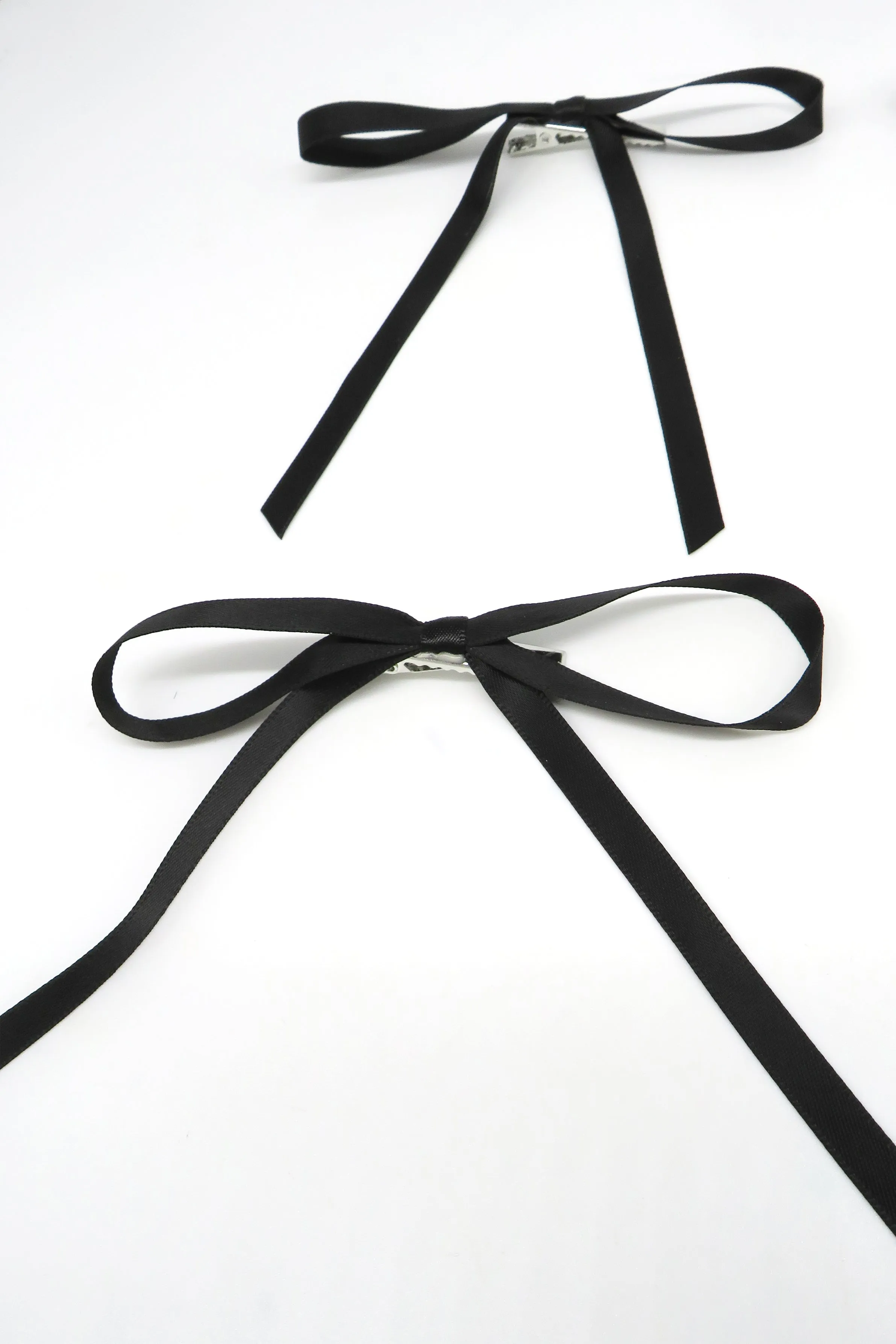 Mini Satin Bow Hair Clip 4 Pack in Black