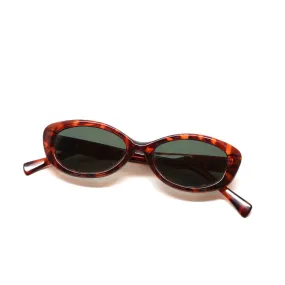 Narrow Frame Vintage Roxbury Mod Rectangle Sunglasses - Tortoise