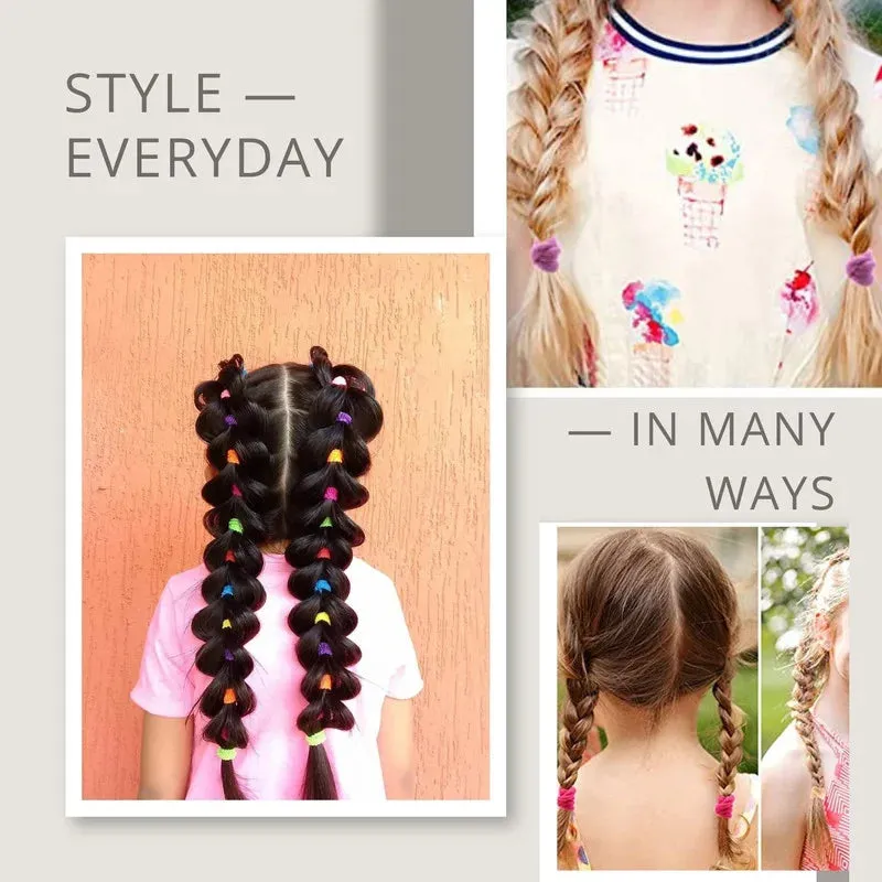 Neon Mini Hair Ties , Unicorn Rainbow Flower Butterfly Hair Clip Pins (Pack of 2, Multicolor)