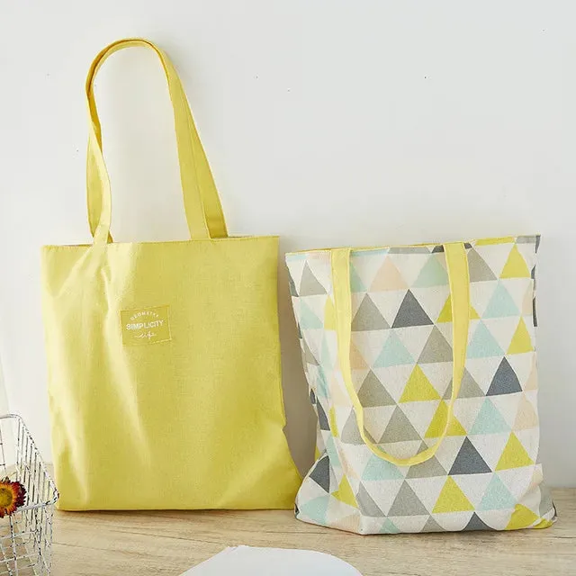 New Millet Wheat Fabric Double-sided Dual-use Shoulder Bags Cotton Linen