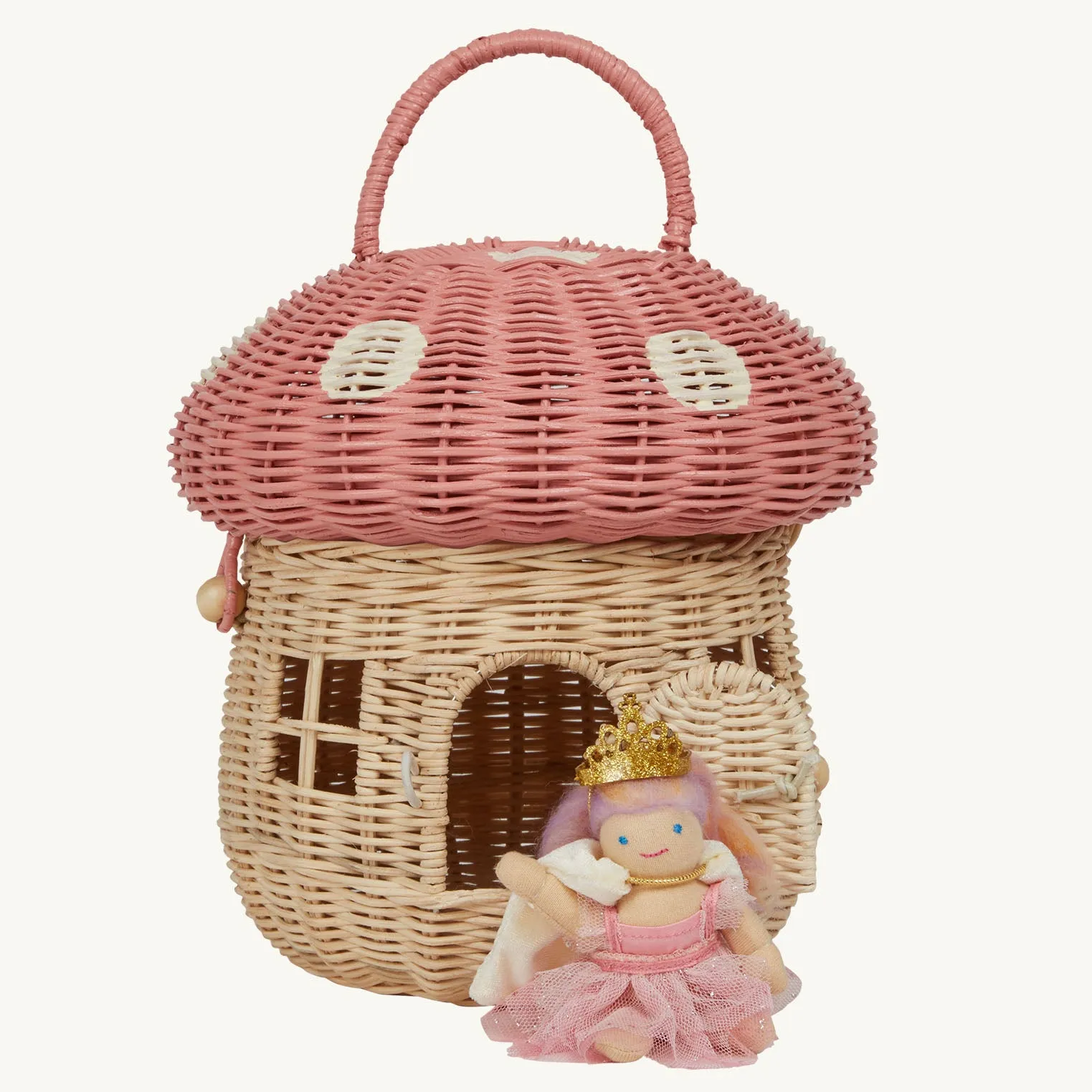 Olli Ella Mushroom Basket - Pink Musk