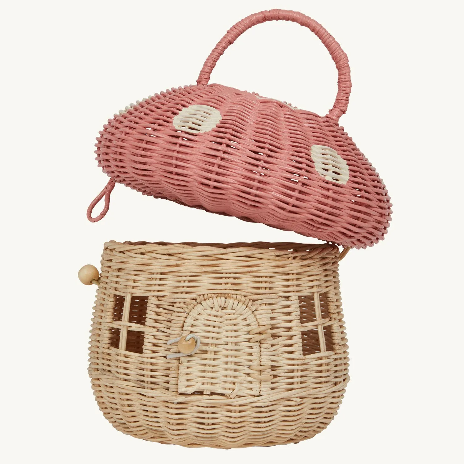 Olli Ella Mushroom Basket - Pink Musk