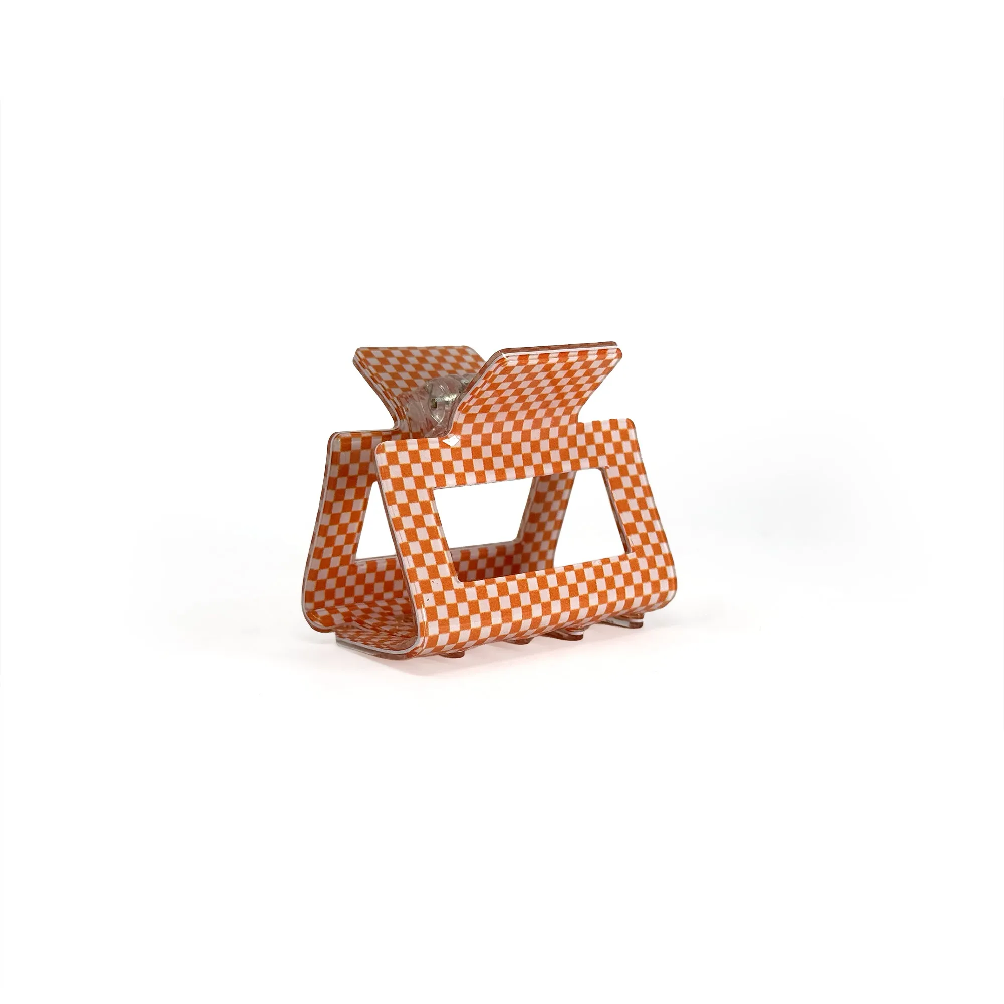 Orange Check Hair Claw – Stylish Retro-Inspired Hair Accessory | Trendy Everyday Clip