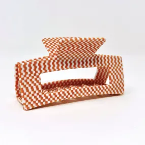 Orange Check Hair Claw – Stylish Retro-Inspired Hair Accessory | Trendy Everyday Clip