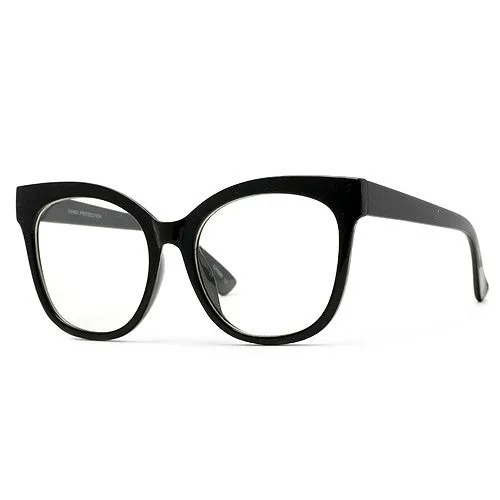 Oversize 58mm Retro Geek Chic Cat Eye Silhouette Blue Light Eyewear
