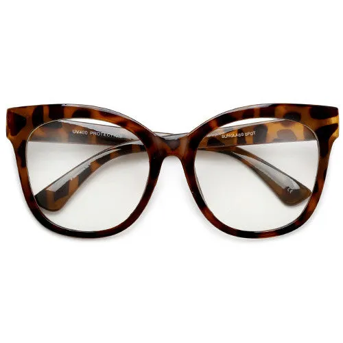 Oversize 58mm Retro Geek Chic Cat Eye Silhouette Blue Light Eyewear