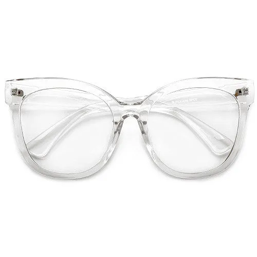 Oversize 58mm Retro Geek Chic Cat Eye Silhouette Blue Light Eyewear