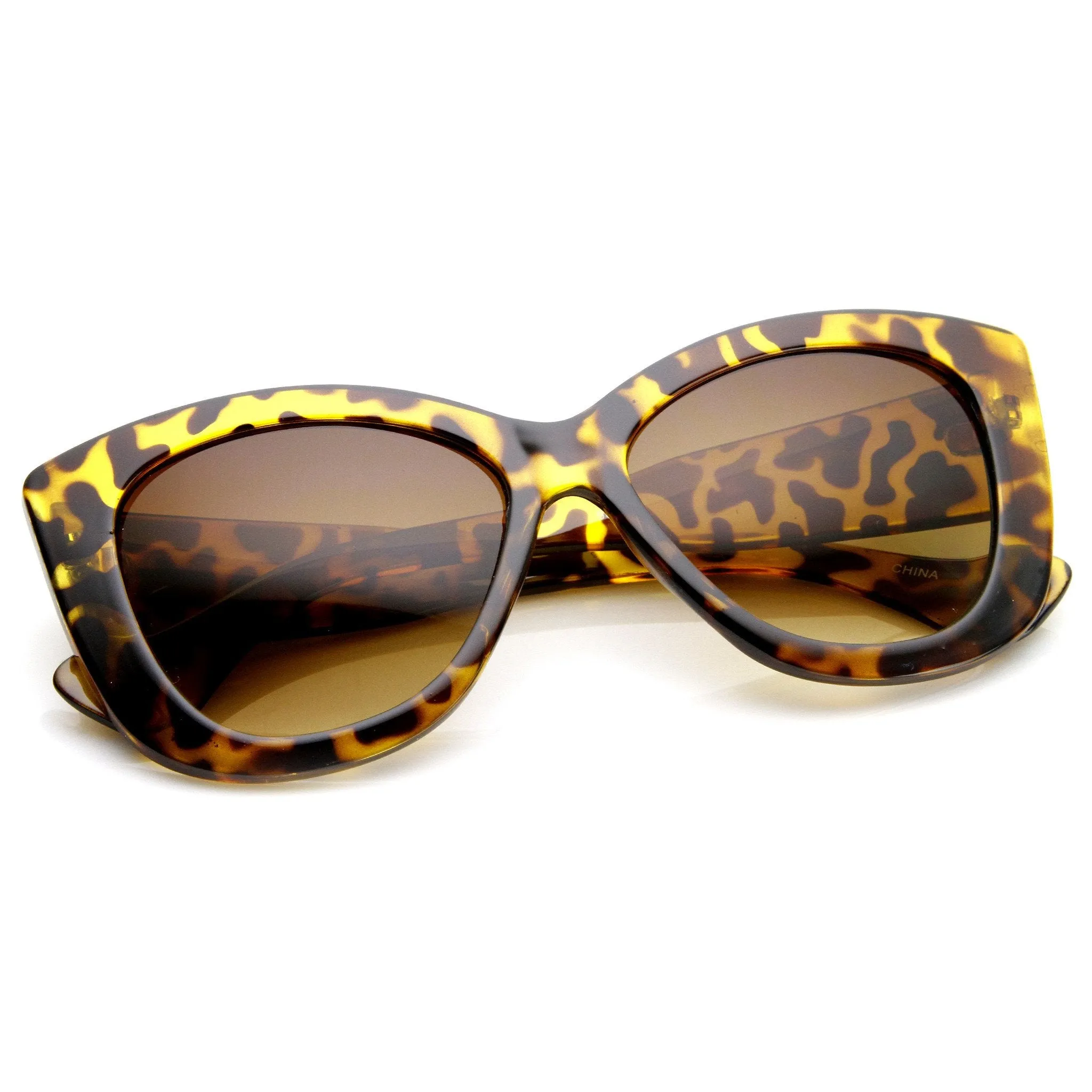 Oversize Thick Temple Womens Fashion Cat Eye Sunglasses 9167