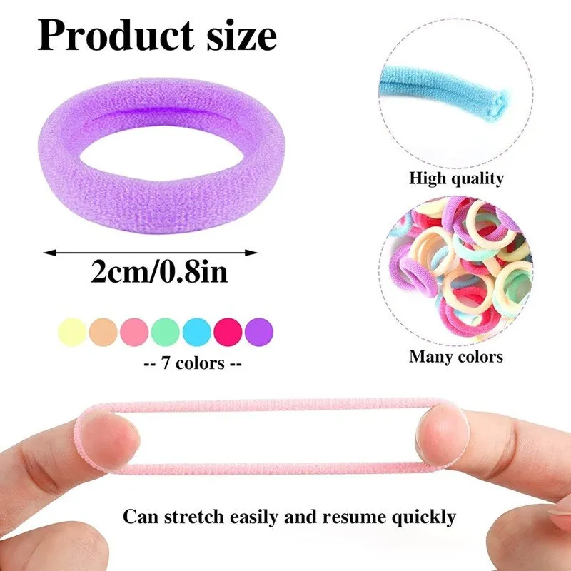 Pastel Mini Hair Ties with Teddy Flower Rainbow Cartoon hair Clip set (Pack of 2, Multicolor)