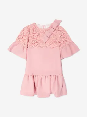 Patachou Girls Crepe and Lace Dress in Pink