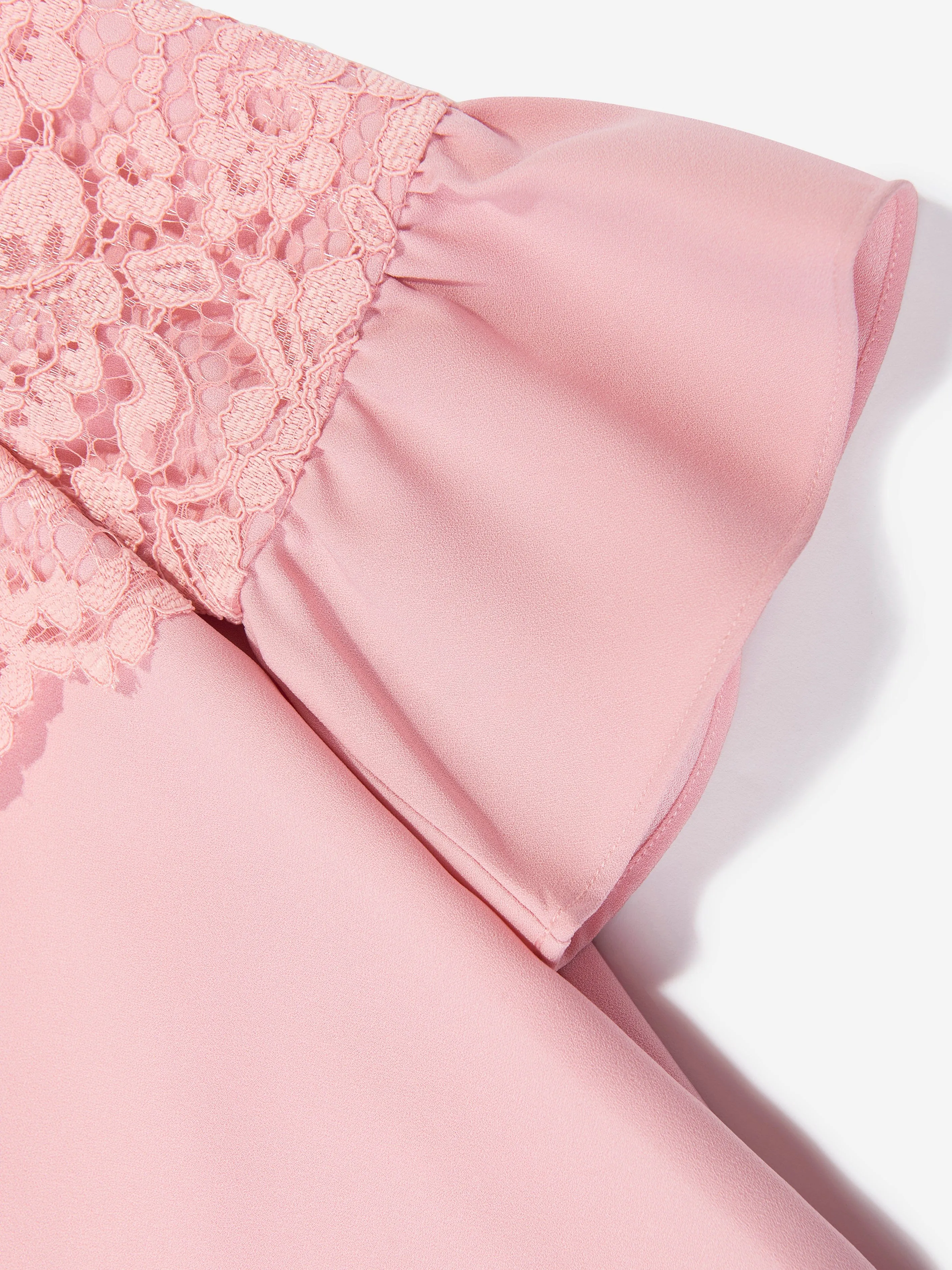 Patachou Girls Crepe and Lace Dress in Pink